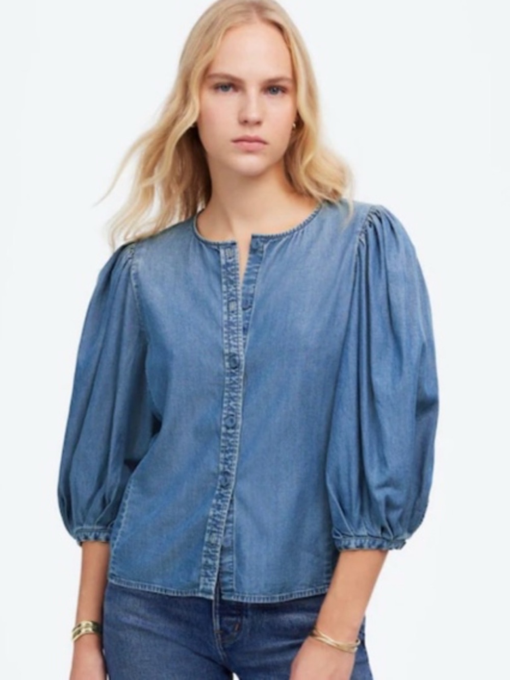 MADEWELL NWT DENIM BLOUSE.